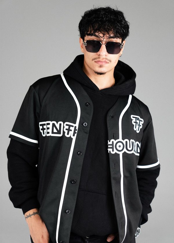 Ten Thousand Baseball Shirt in black, front view