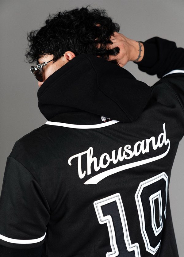 Ten Thousand Baseball Shirt in black, back view