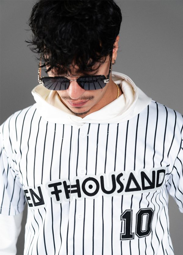 Ten Thousand Baseball Shirt in white, back view